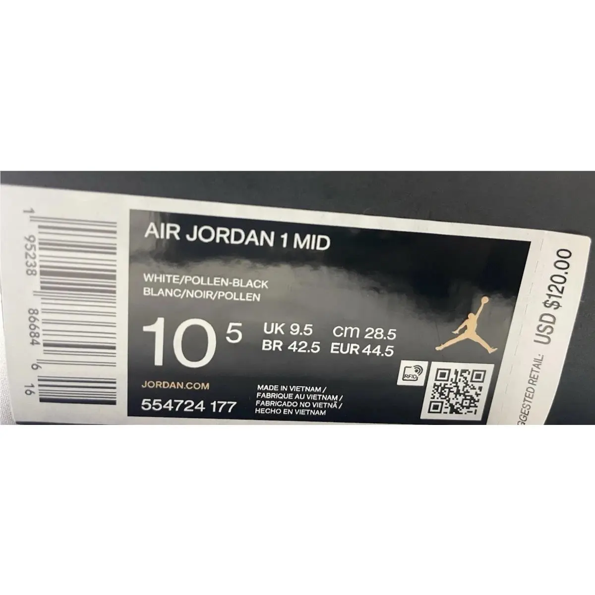 Nike shoes - Air Jordan 1 Mid - Air Mid - 554724-177 - Black White Pollen Gold 5