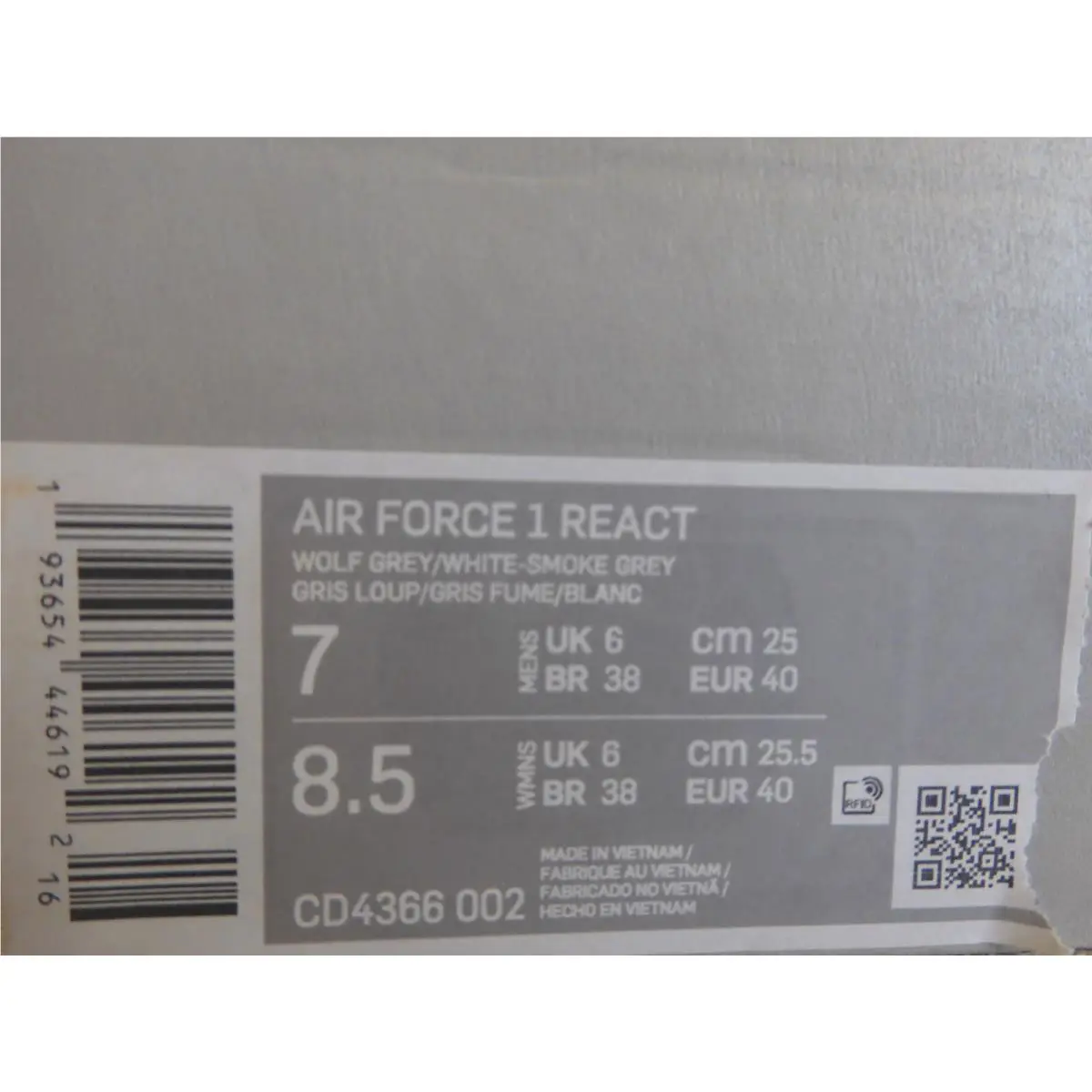 Nike shoes - Nike Air Force 1 - Air Force - CD4366-002 - Gray (UPC: 193654446192) 3