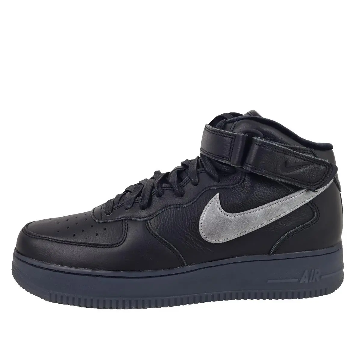 Nike Men`s Air Force 1 Mid Prm DX3061 001 Leather Sneakers Shoes Black Size 10.5