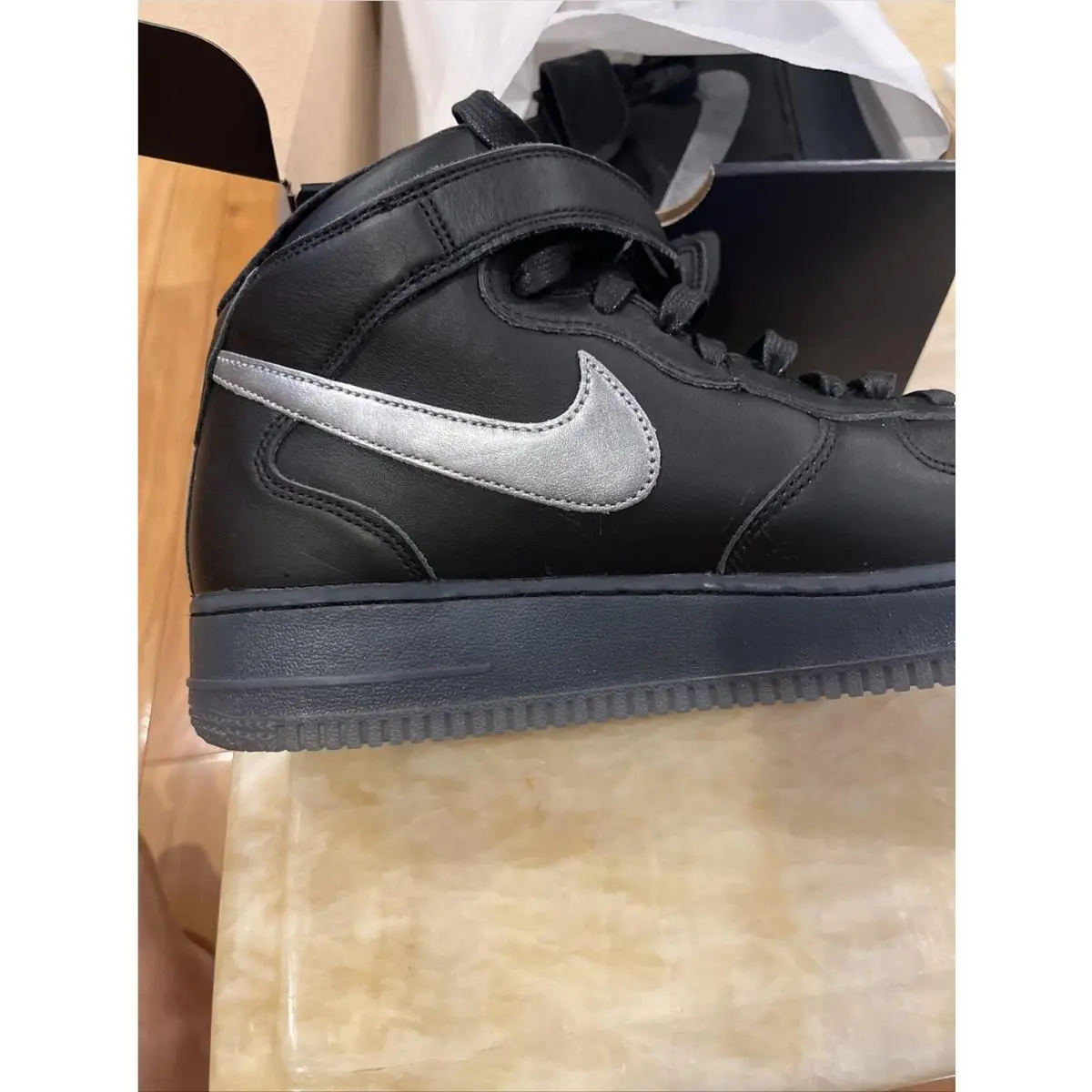 Nike shoes - Nike Air Force 1 Mid PRM - DX3061-001 - Black/Silver 1