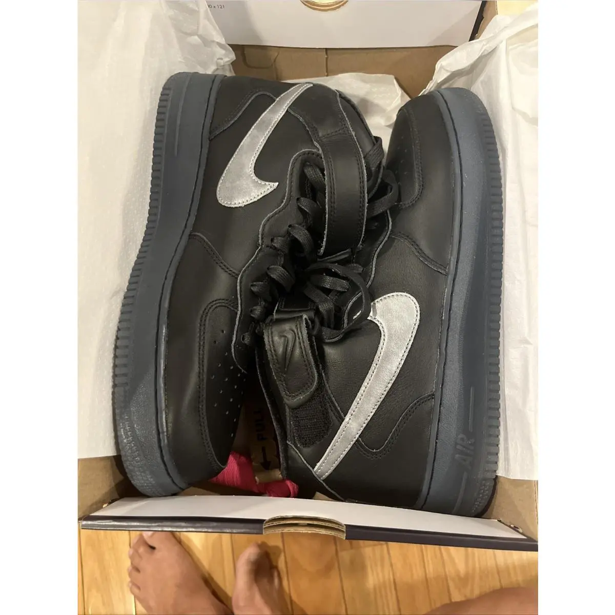 Nike shoes - Nike Air Force 1 Mid PRM - DX3061-001 - Black/Silver 3