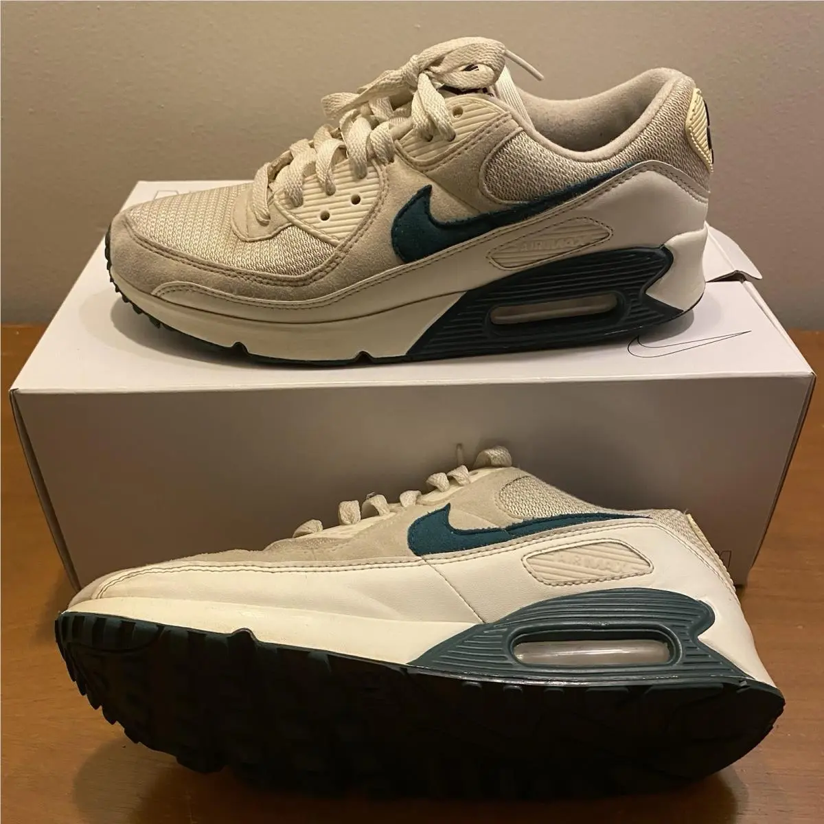 By You Air Max 90 Forest Green White Grey CT3621-991 Men Sz 6.5 Women Sz 8 by Nike
