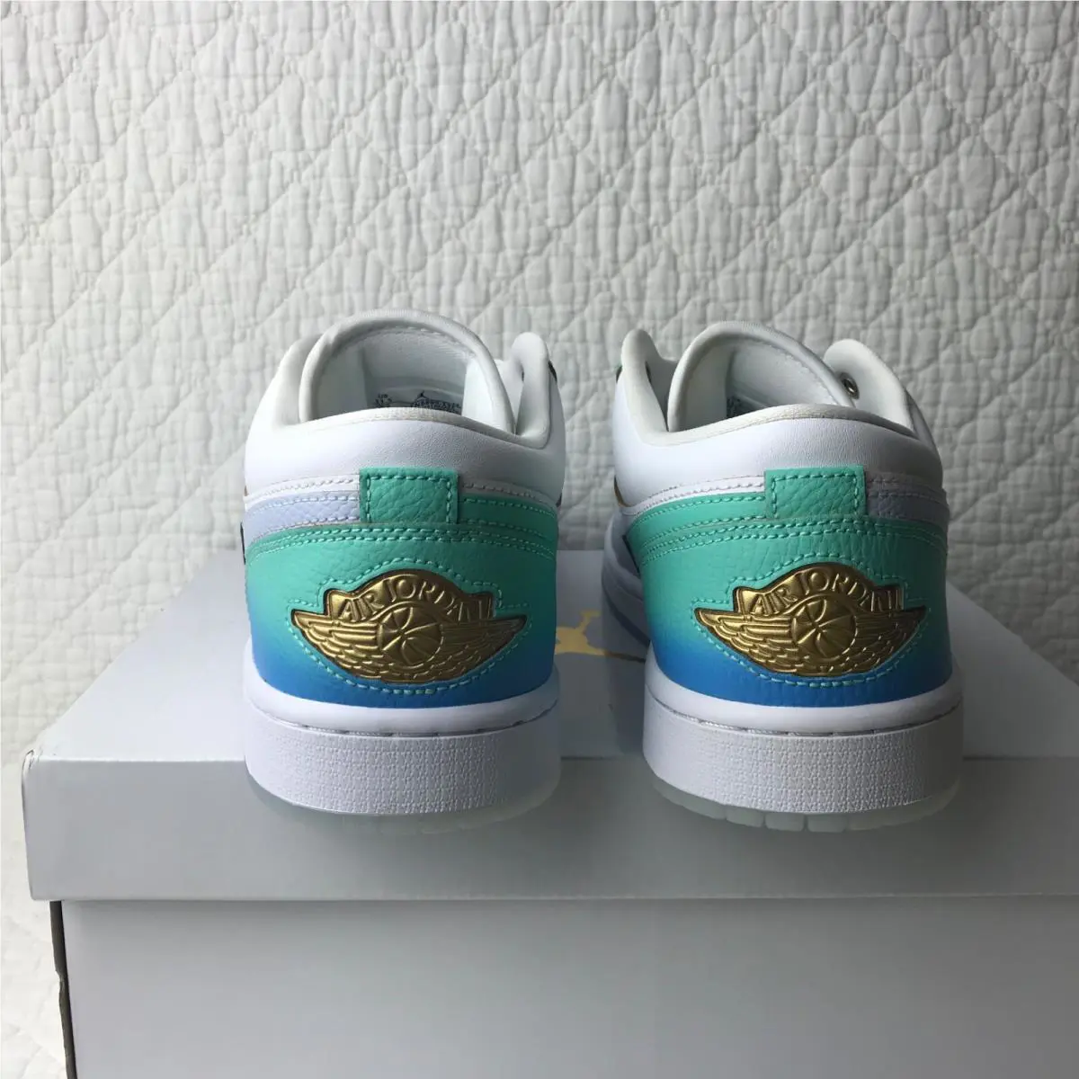 Nike shoes - Air Jordan 1 Low SE - FN8899-131 - White/White/Football Grey/Emerald Rise 4