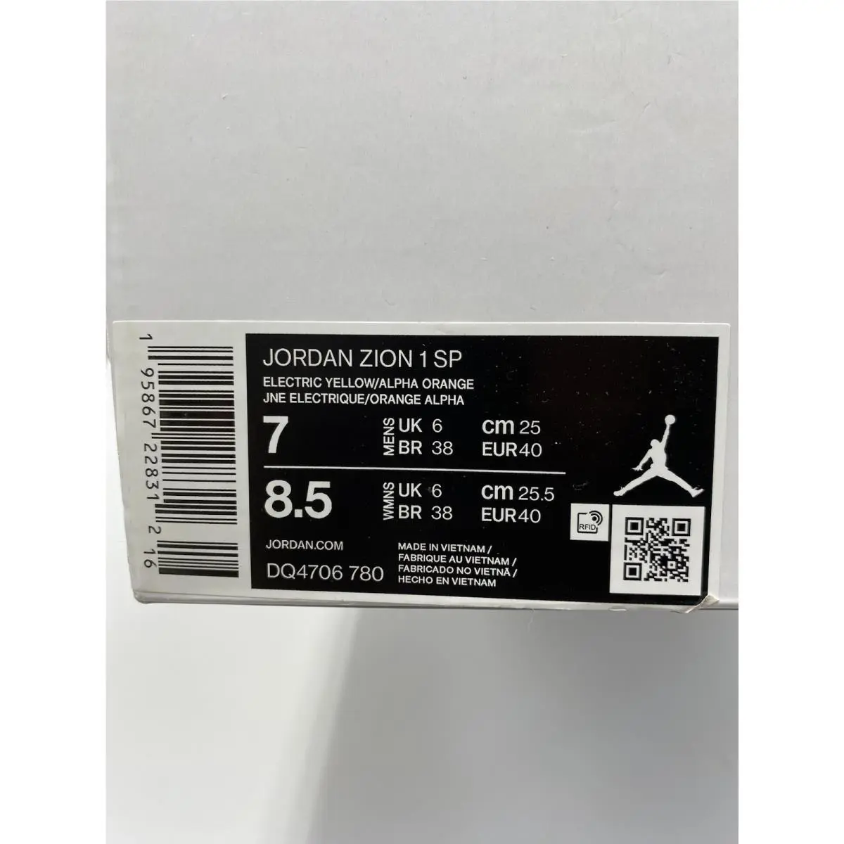 Nike shoes - Jordan Zion 1 - Zion - DQ4706 780 - Electric Yellow/Alpha Orange (UPC: 195867228312) 6