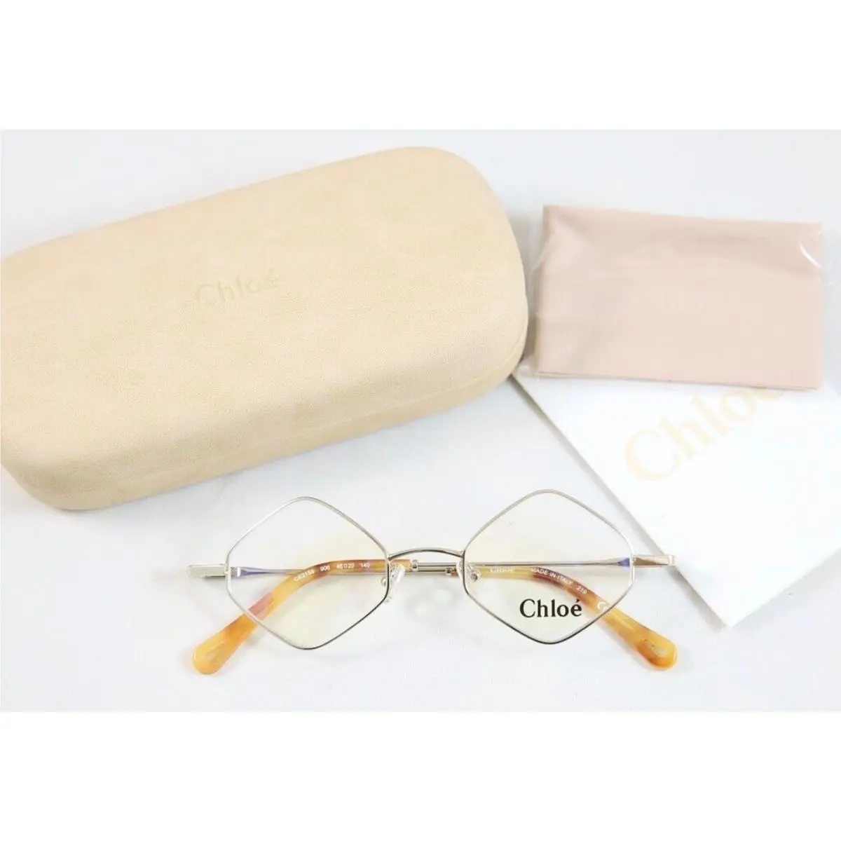 Unique Diamond Rhombus Shape Chloe Eyeglasses CE2158 906 46-20 140 Gold Frames