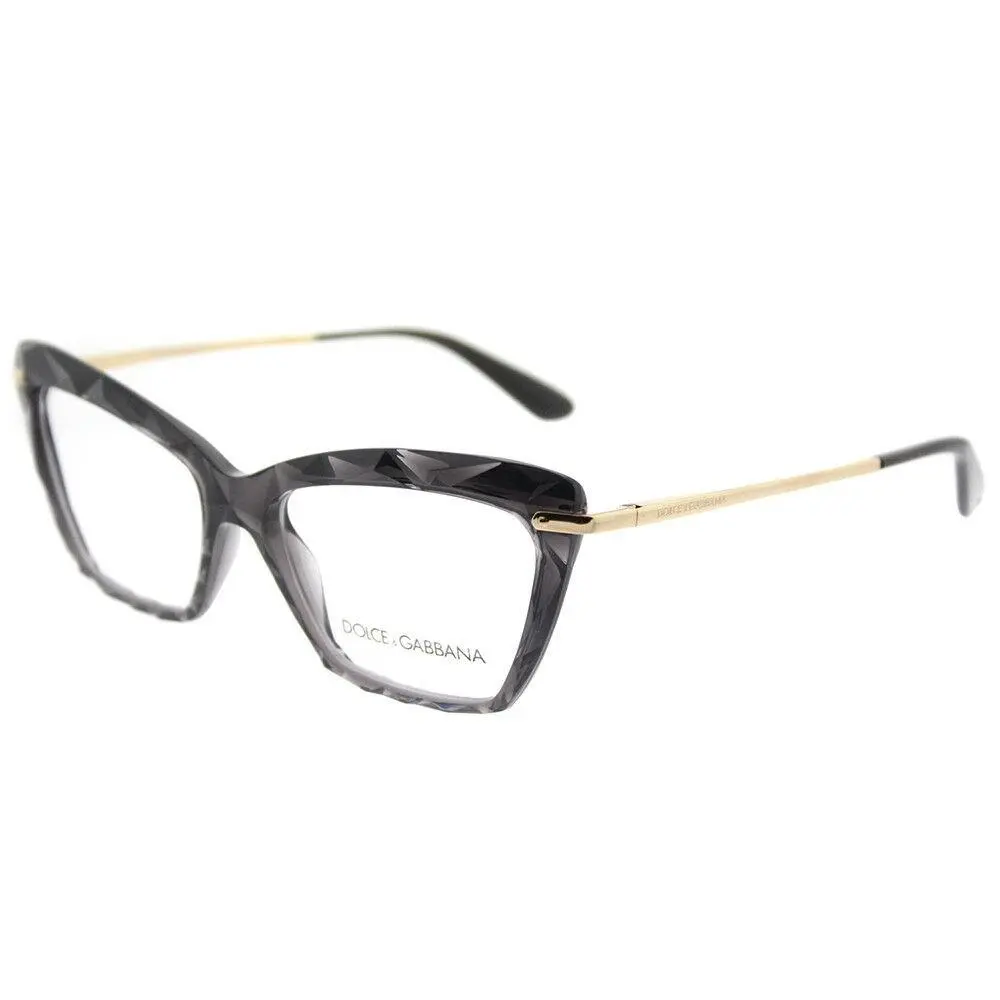 Dolce Gabbana DG 5025 504 Transparent Grey Plastic Cat Eye Eyeglasses 53.1mm