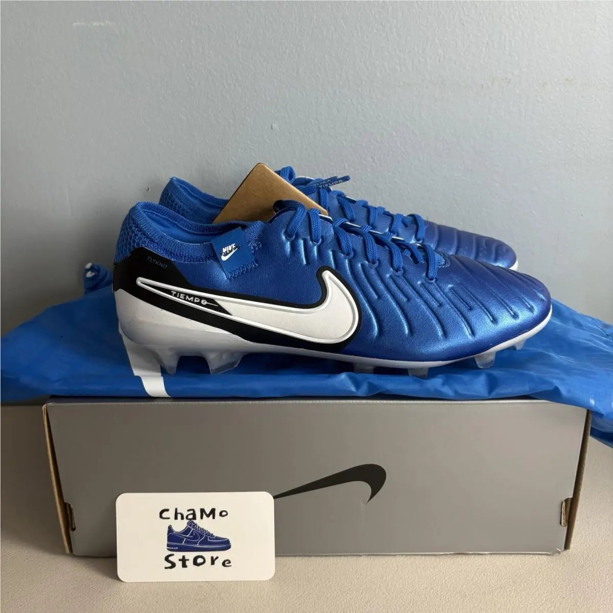 Nike Tiempo Legend 10 Elite FG Blue White DV4328-400 Soccer Cleats Men Kids Sz 6