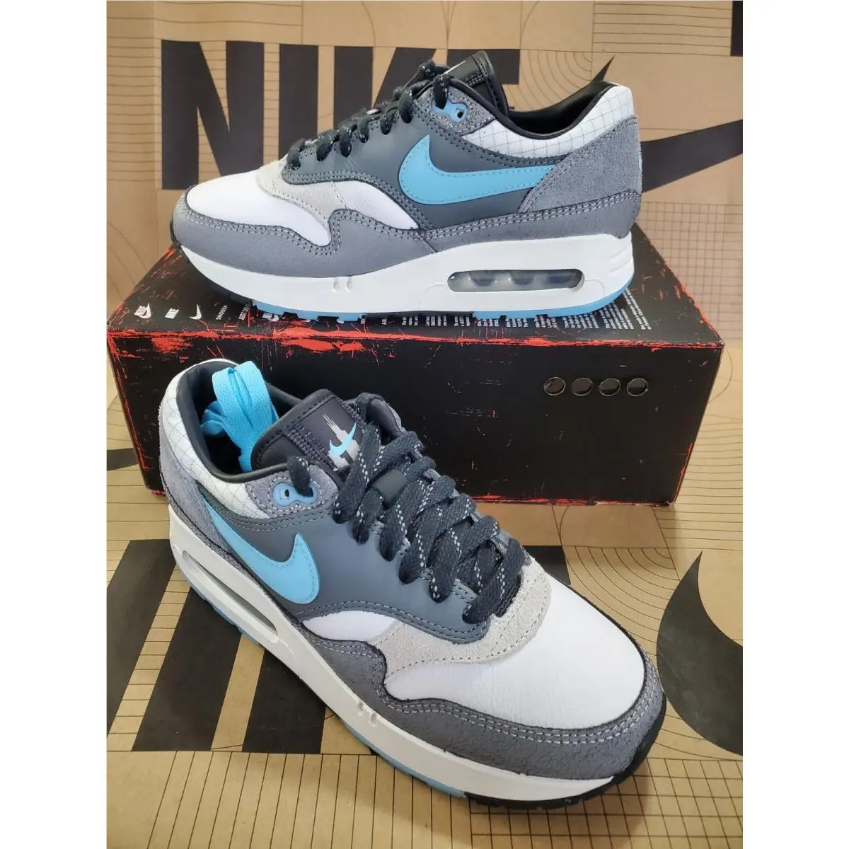 Men`s Nike Air Max 1 `86 Prm White/blue Chill-cool Grey FQ8742 100 Men`s Size 6