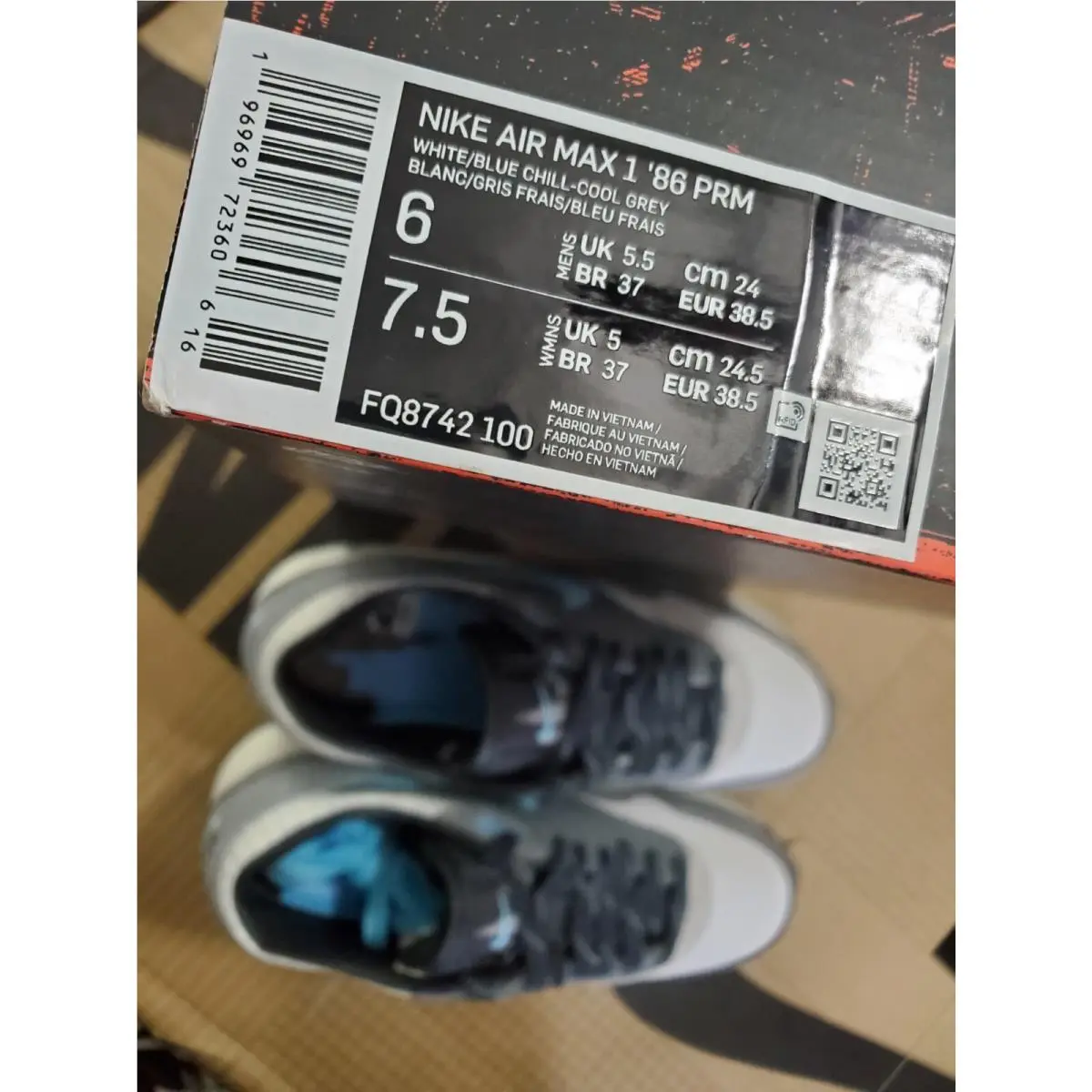 Nike shoes - Nike Air Max 1 - Air Max - FQ8742-100 - White/Blue Chill-Cool Grey 4