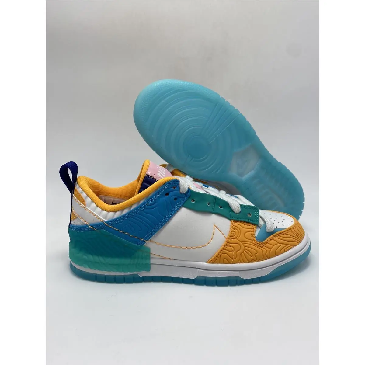 Nike Swdc W Dunk Low Disrupt 2 White Blue Yellow Shoes DX4220 100 Wmns Sz 6.5