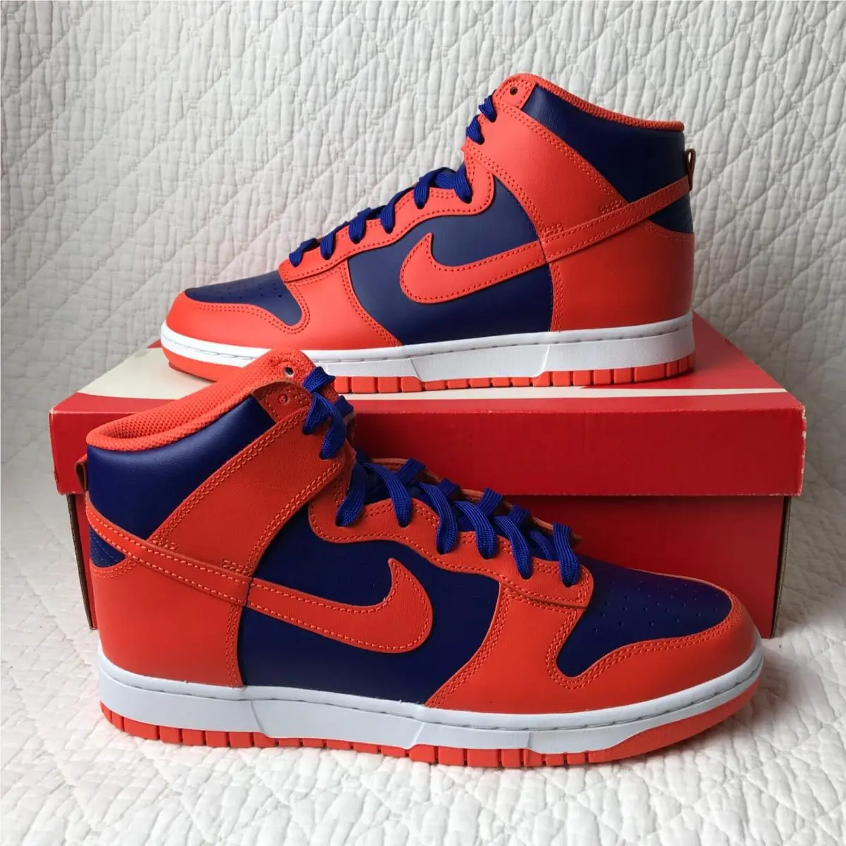 Nike Dunk High Retro Shoes Men’s SZ 10 Orange Deep Royal Blue DD1399 800