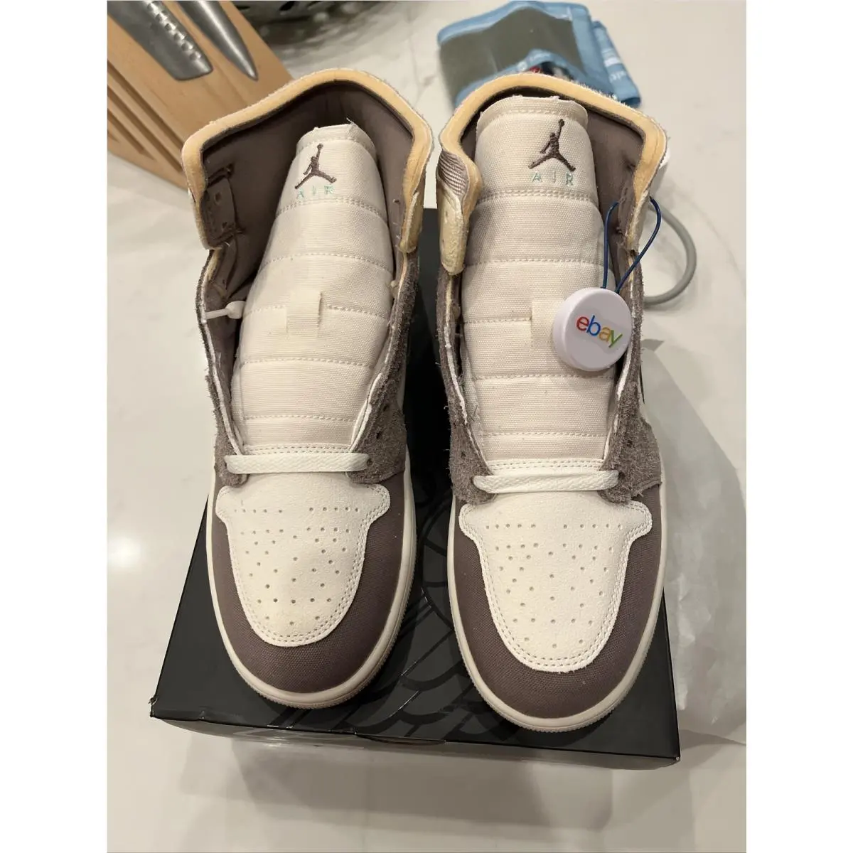 Air Jordan 1 Mid SE Craft Inside Out Sail/taupe Haze Stone Mens 10.5 by Nike