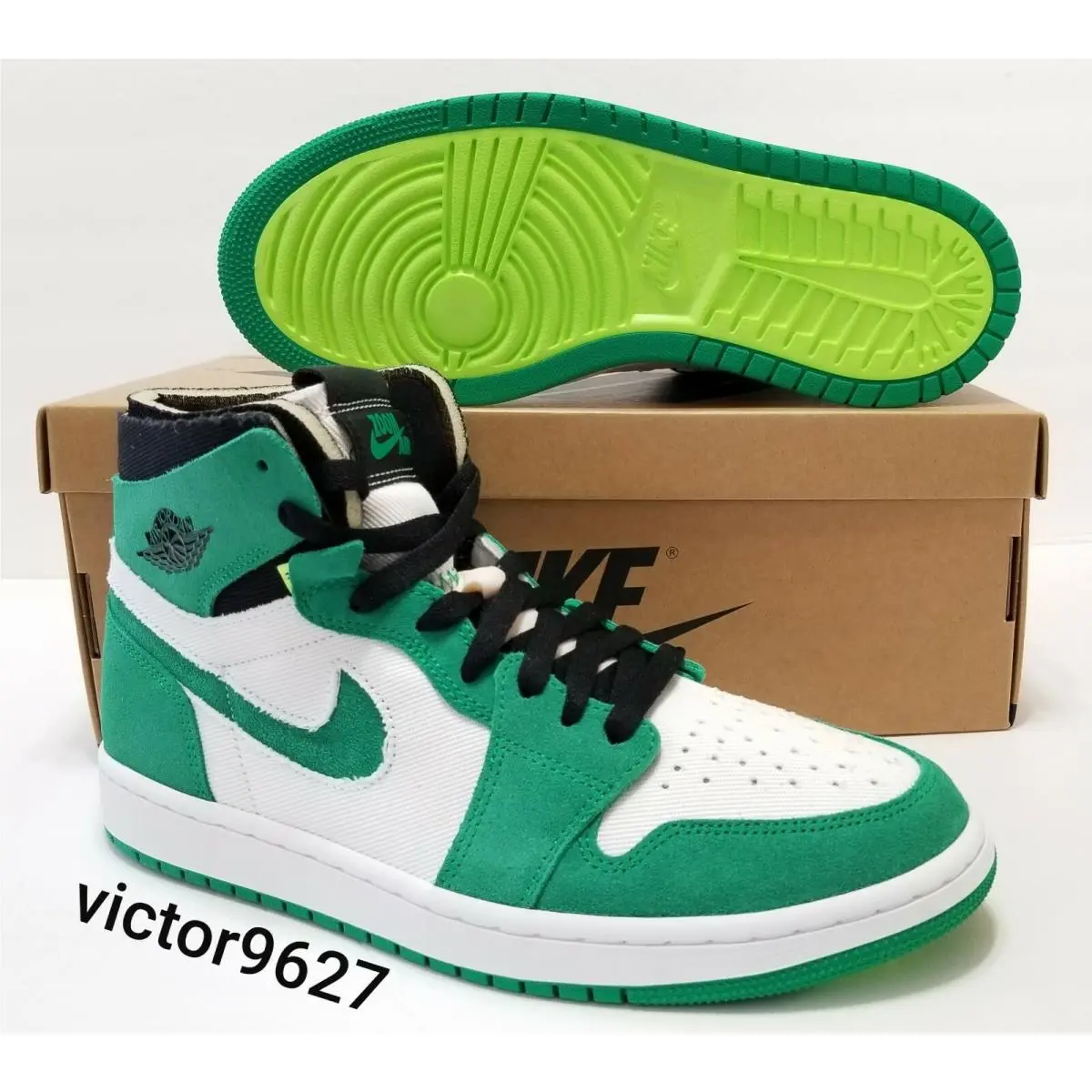 Size 9.5 Nike Air Jordan 1 Zoom Air Cmft Comfort Stadium Green CT0978 300 Mens - Green