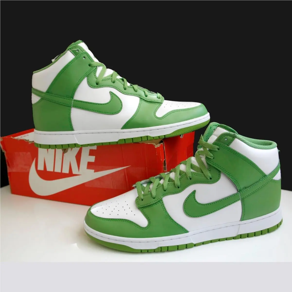 Nike Dunk High Retro Men`s Basketball Shoes White/white/chlorophyll Size 14