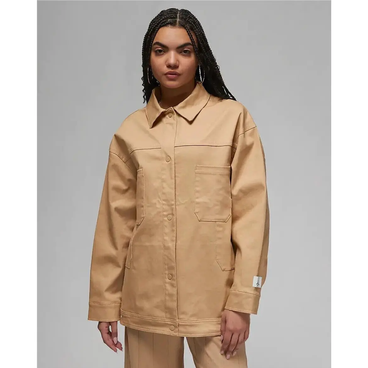 Jordan Flight Womens Oversized Trucker Jacket Size S Desert Khaki DZ1377 254 by Nike