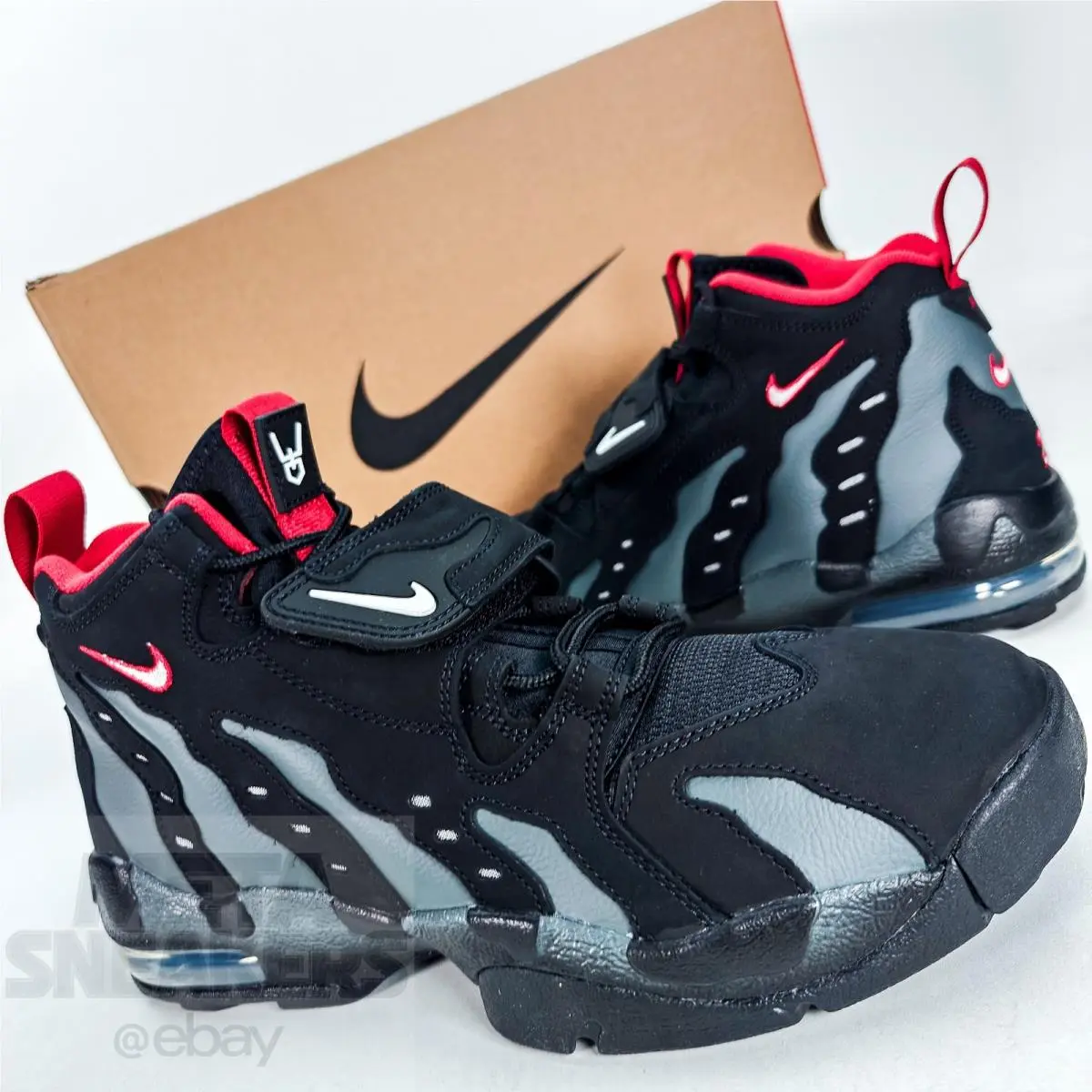 Nike Air DT Max 96 US 9.5 Mens Black Grey Red Falcons Coach Retro HQ3620 010