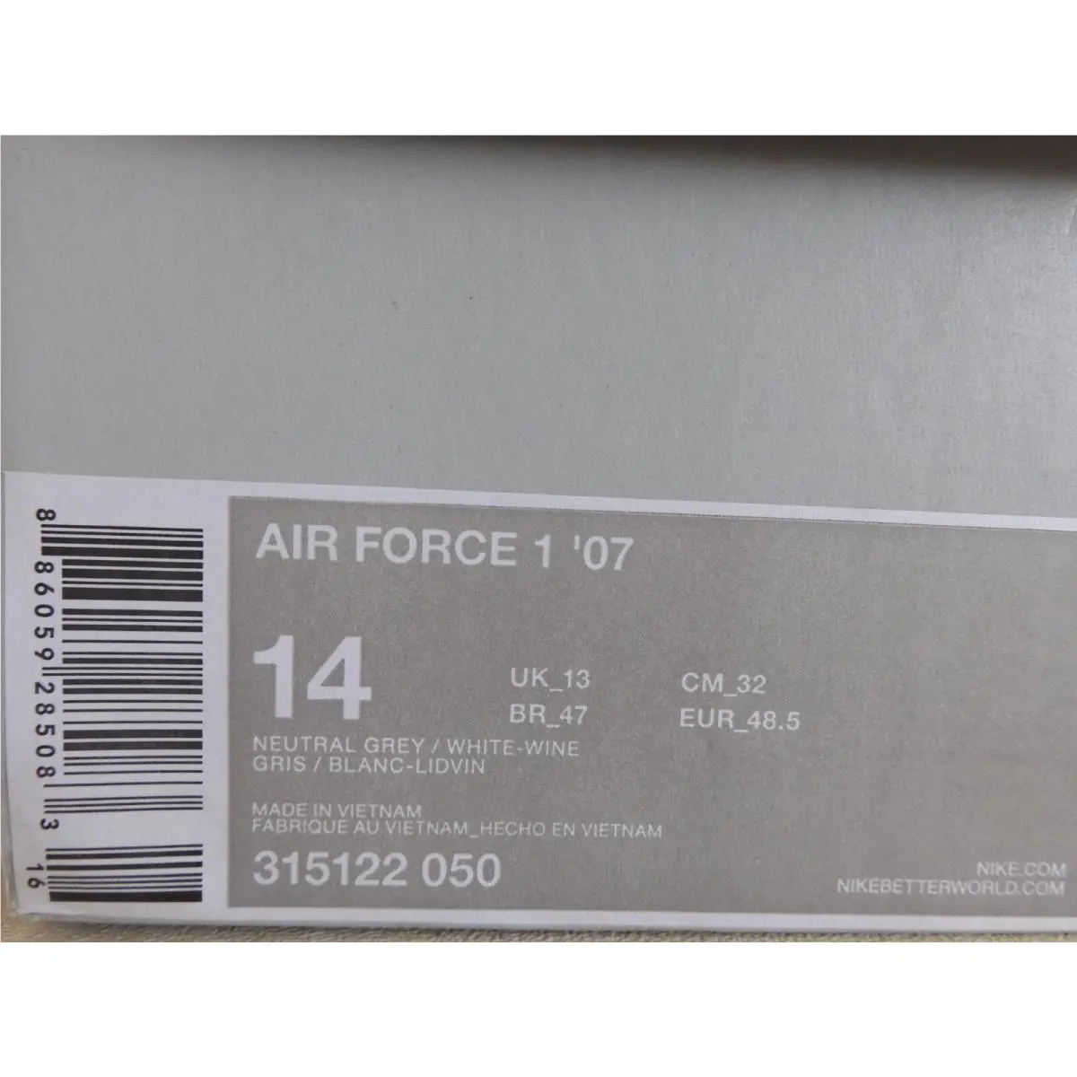 Nike shoes - Nike Air Force 1 `07 - 315122 050 - Gray (UPC: 886059285083) 3