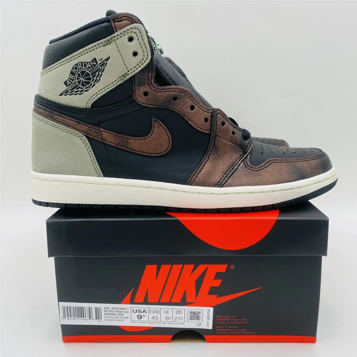 Nike shoes - Air Jordan 1 Retro High - 555088 033 - Black Fresh Mint Light Army 1