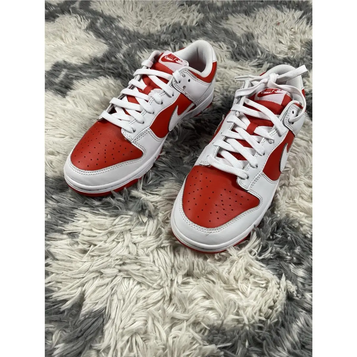 Nike Dunk Low Championship Red White Leather Low Top Sneaker Men Sz 10