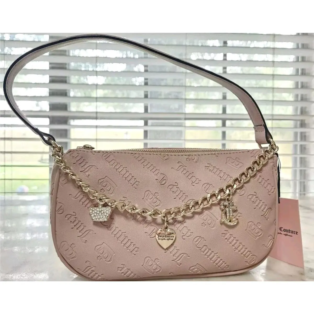 Juicy Couture Y2K Style Not Your Babe Shoulder Bag Pink Dusty Blush