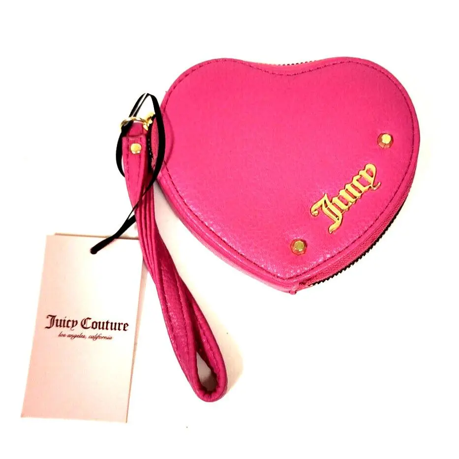 Fuschia Pleats Please Heart Shaped Leatherette Wristlet Coin Purse by Juicy Couture