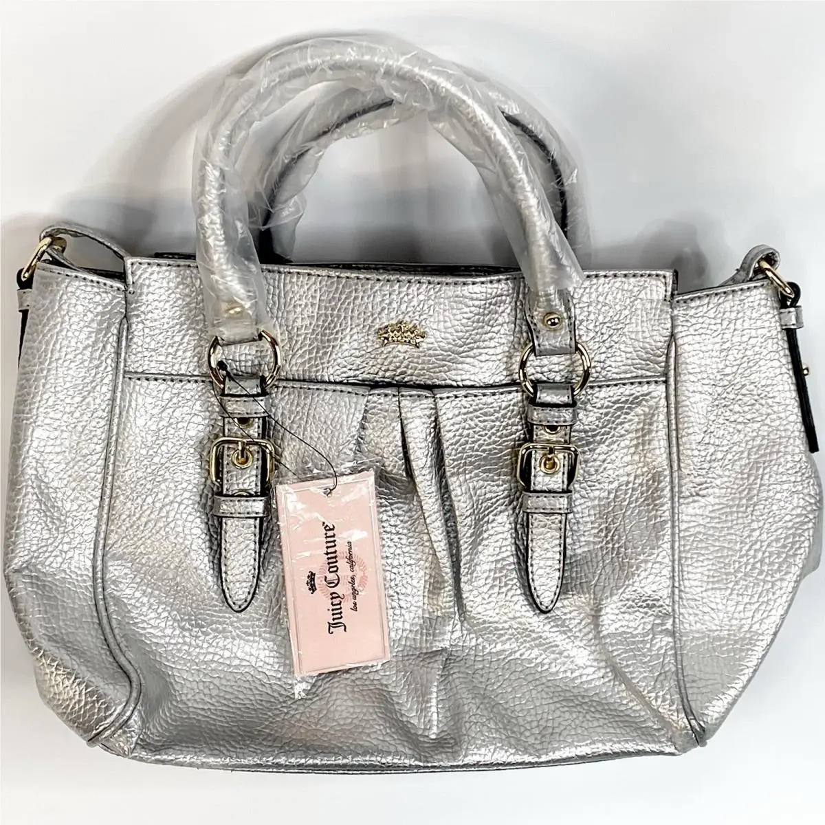 Juicy Couture Purse Shoulder Bag Silver Pebble Daydreamer Med Sz