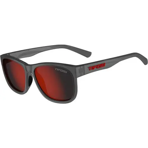 Swank XL Mens Womens Sunglasses - Satin Vapor/smoke Lens with Red Mirror by Tifosi