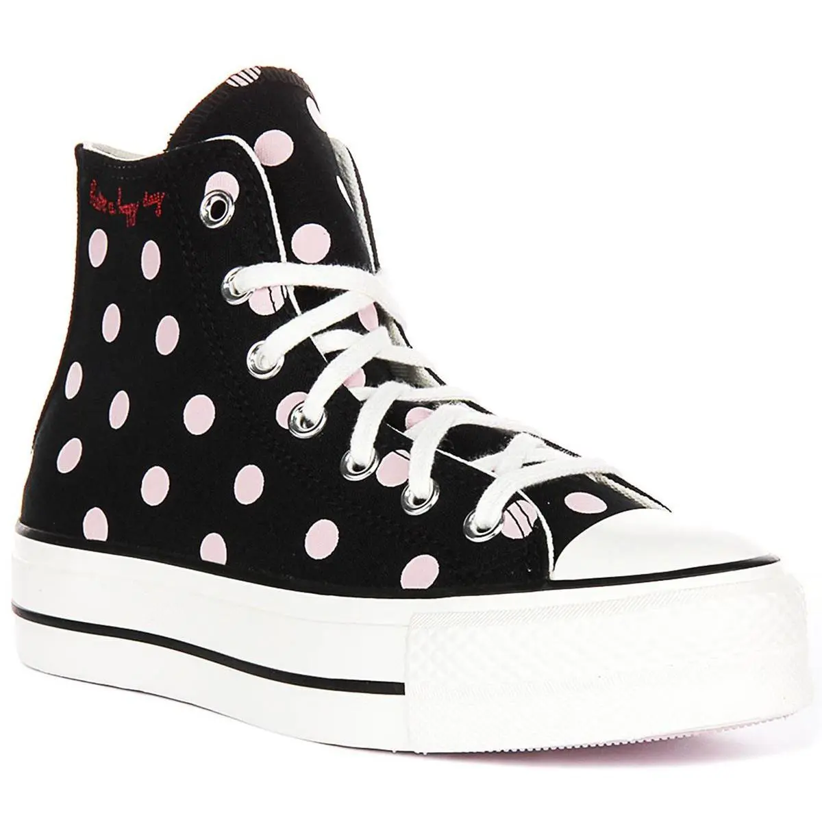 Converse A10688C Polka Dot Hi Canvas Womens Sneakers In Black Pink US 5 - 10 - Black Pink