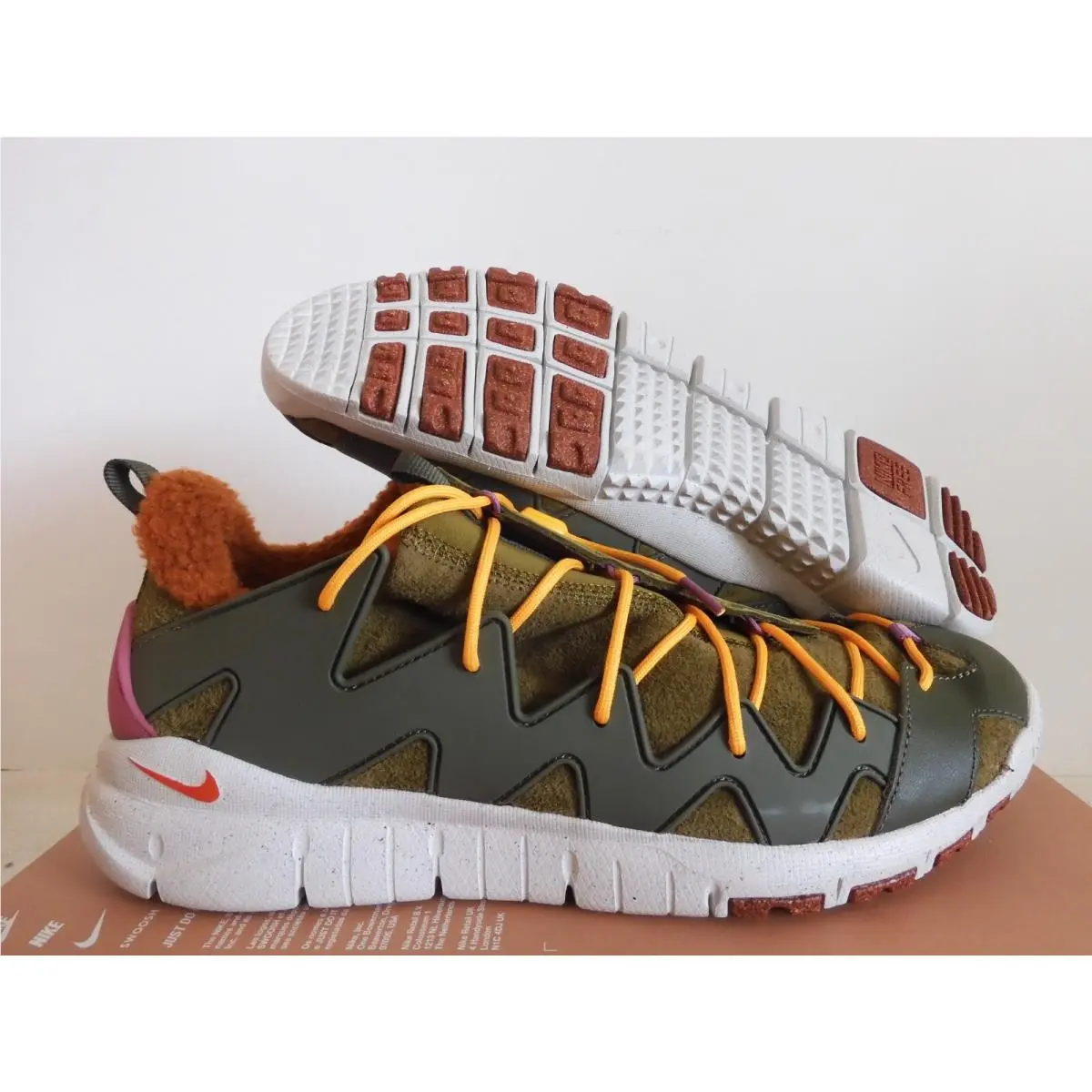 Nike Free Crater Trail Boot N7 Olive Flax Green-habanero Red Sz 13 DX5946-300
