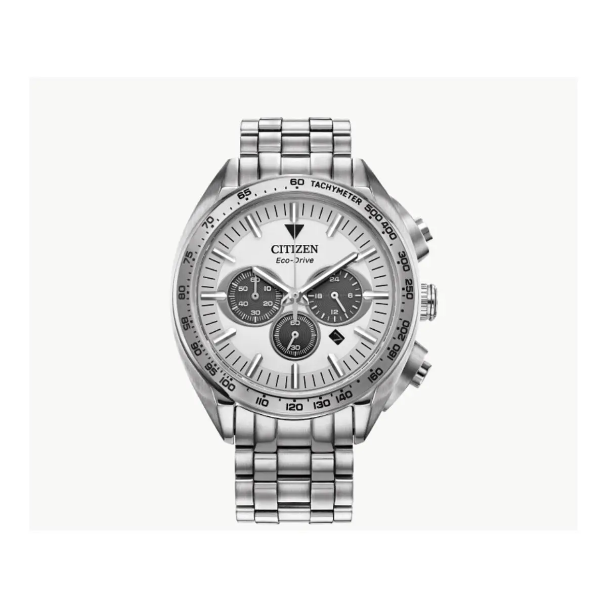 Citizen Carson Chronograph Silver Dial Men`s Watch CA4540-54A - Dial: Silver-Tone, Band: Silver-tone, Bezel: Silver-tone
