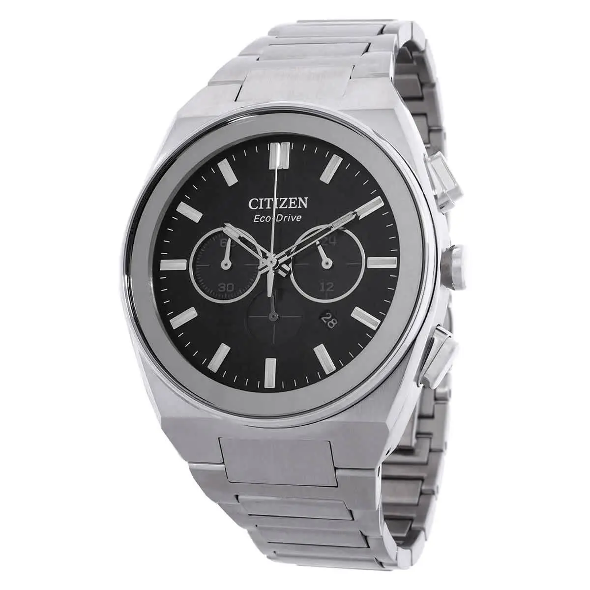 Citizen Axiom SC Chronograph Black Dial Men`s Watch CA4580-50E - Black, Dial: Black, Band: Silver-tone