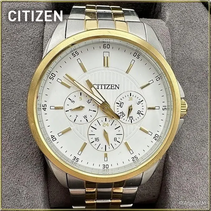 Mens Quartz Two Tone Stainless Steel Day Date 100M Watch AG8346-51A by Citizen