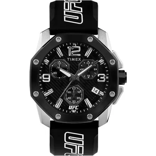 Timex TW2V58600 Ufc Icon Men`s Chronograph Watch Silicone Strap Watch