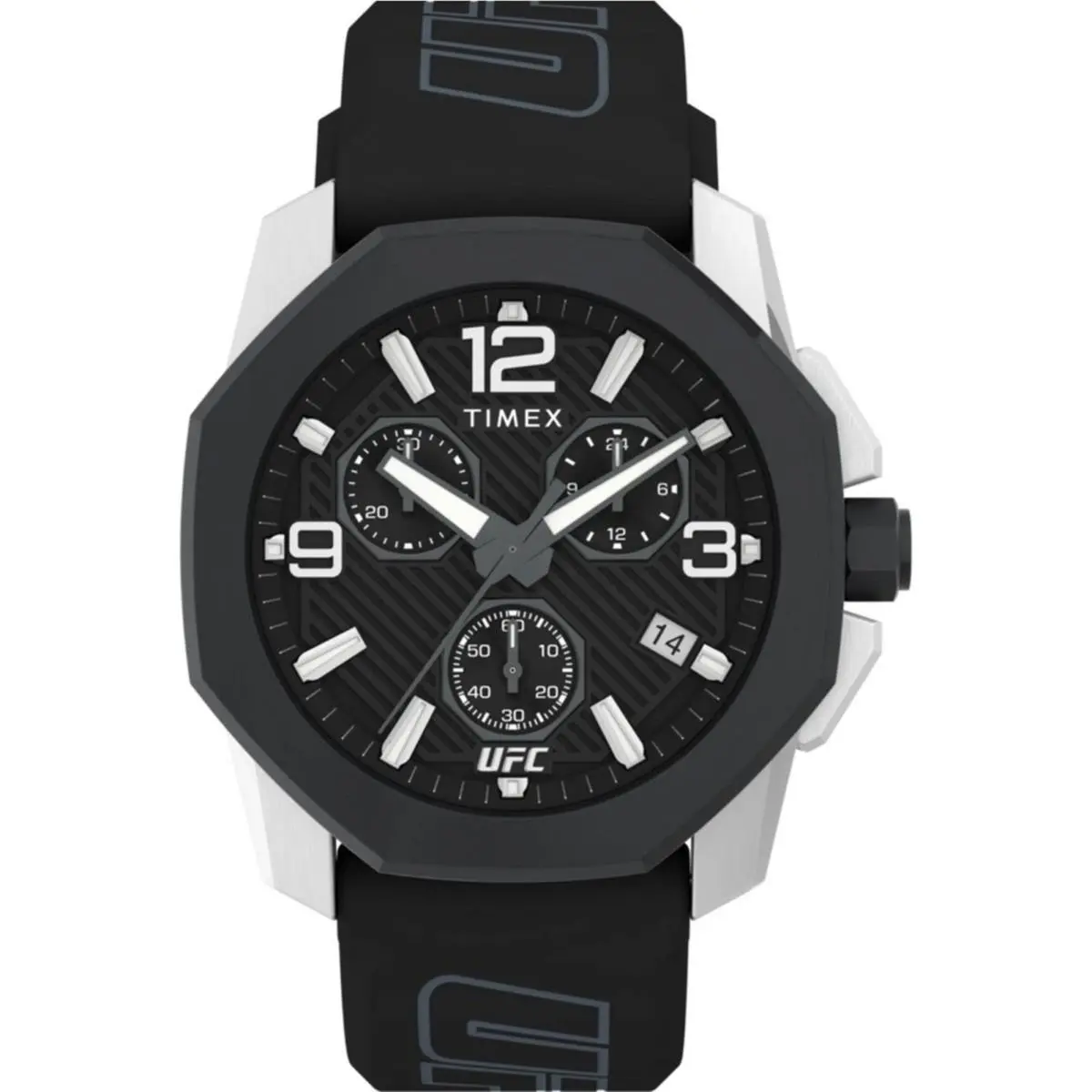 Timex TW2V58600 Ufc Icon Men`s Chronograph Watch Silicone Strap Watch