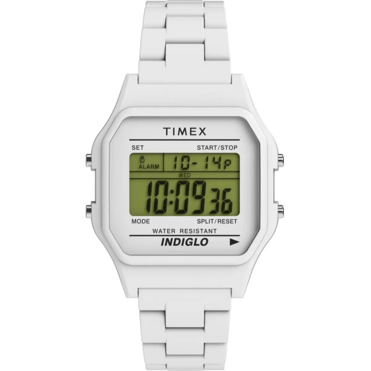 Timex Unisex Watch 80 Digital Dial White Plastic Case Resin Bracelet TW2V20100