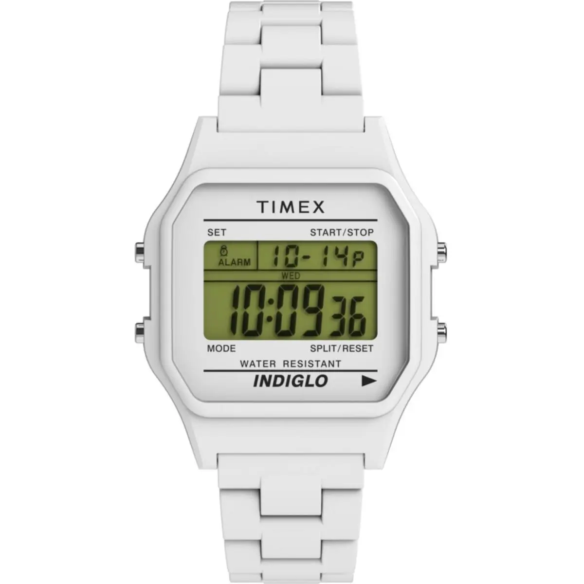 Timex Unisex Watch 80 Digital Dial White Plastic Case Resin Bracelet TW2V20100