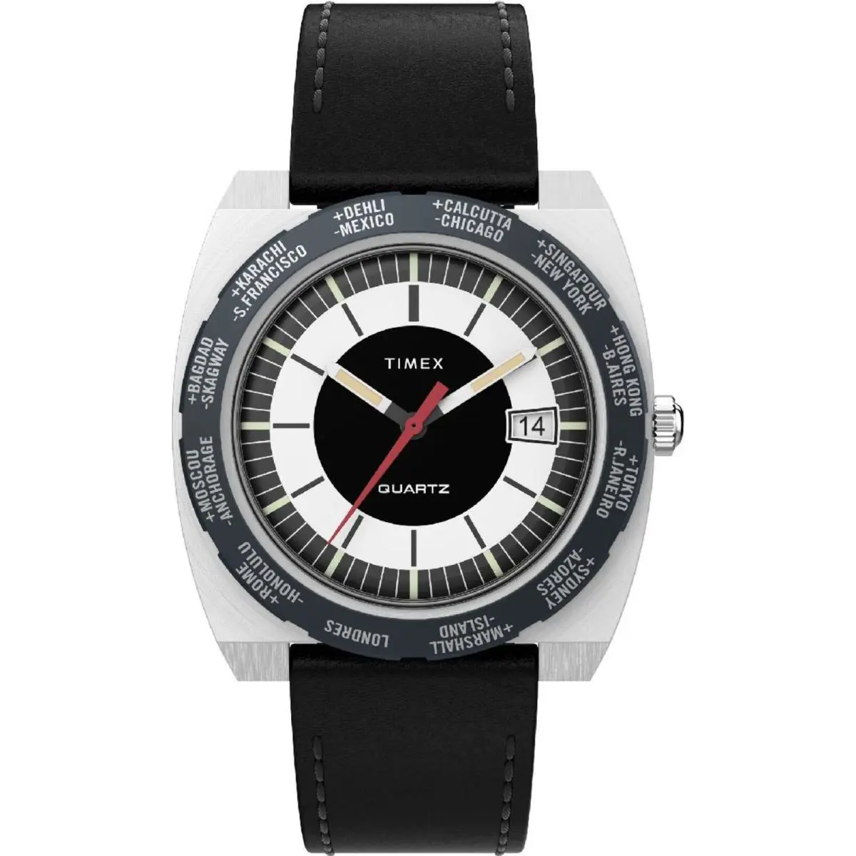 Timex TW2V69500 Men`s World Reissue Leather Strap Watch