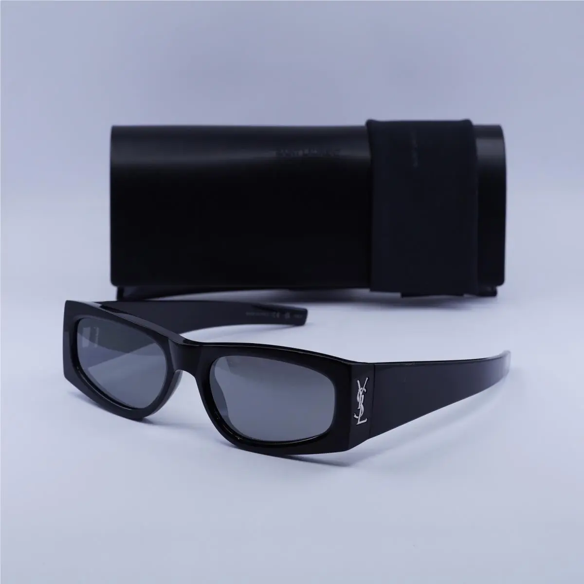 Saint Laurent SLM140 002 Shiny Black/grey Silver Mirror 56-18-130 Sunglasses by Yves Saint Laurent