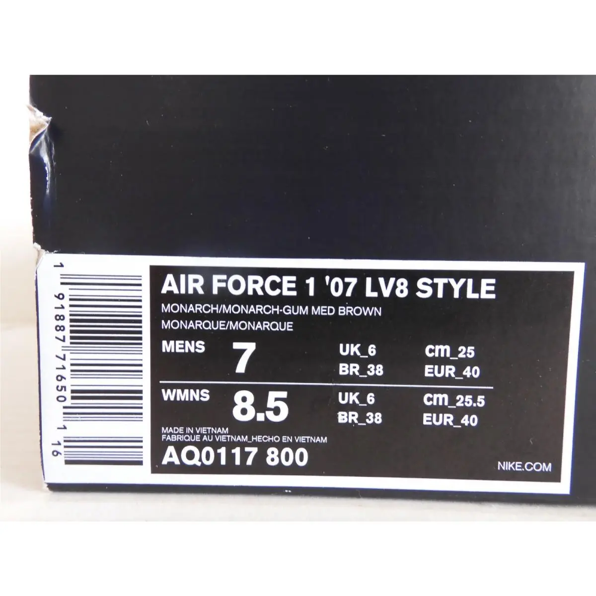 Nike shoes - Nike Air Force 1 `07 LV8 - AQ0117-800 - Brown (UPC: 191887716501) 3