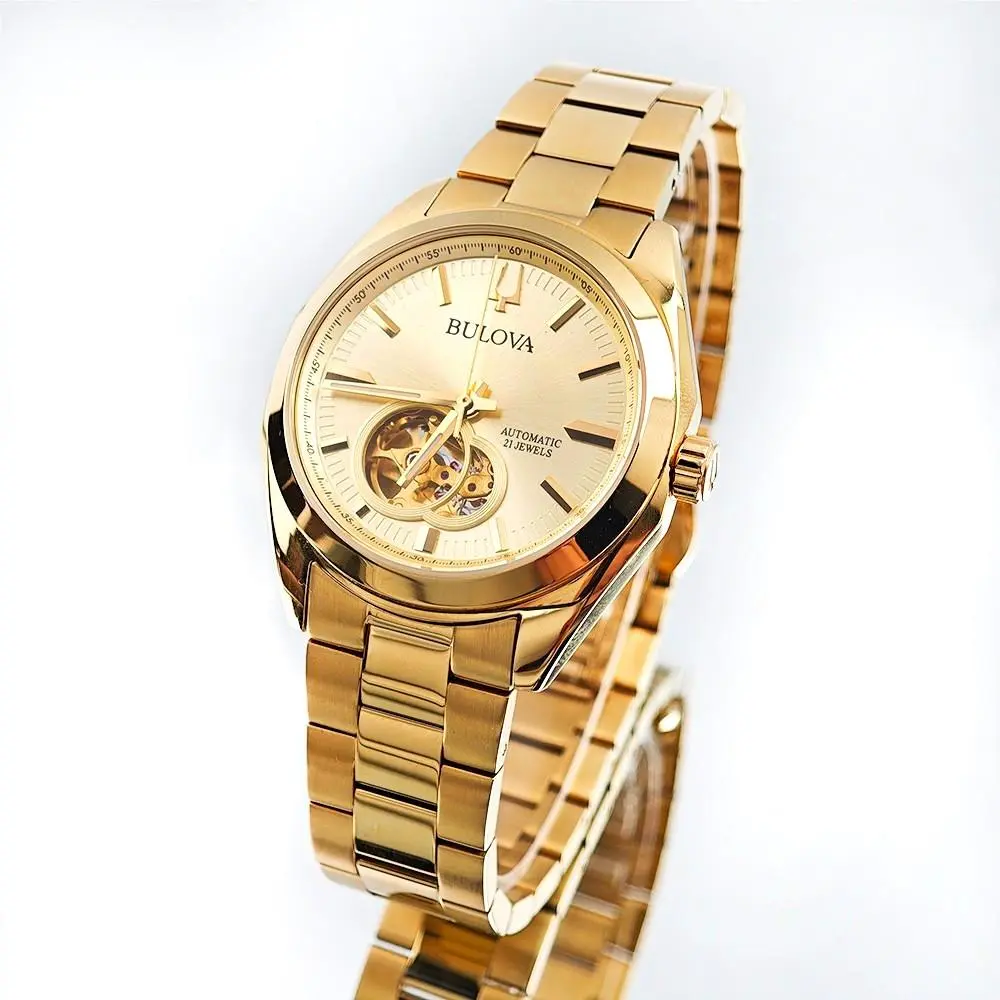 Bulova Surveyor 97A182 Men`s Champagne Dial Gold Stainless Steel Automatic Watch