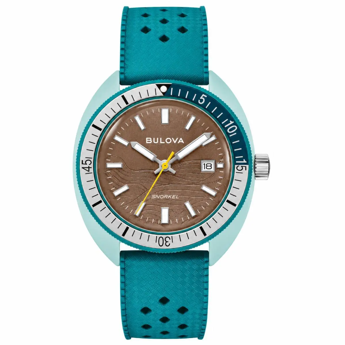 Bulova Snorkel Sea Turtle 98B446 Brown Dial Blue Rubber Strap