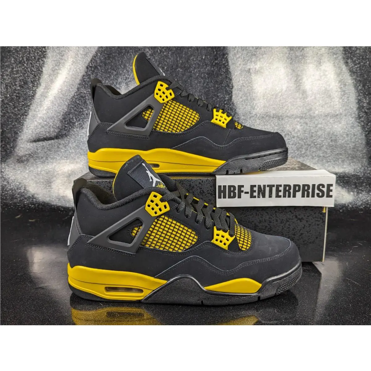 Nike Air Jordan 4 Retro Shoes Thunder Black Yellow DH6927-017 Men`s or GS