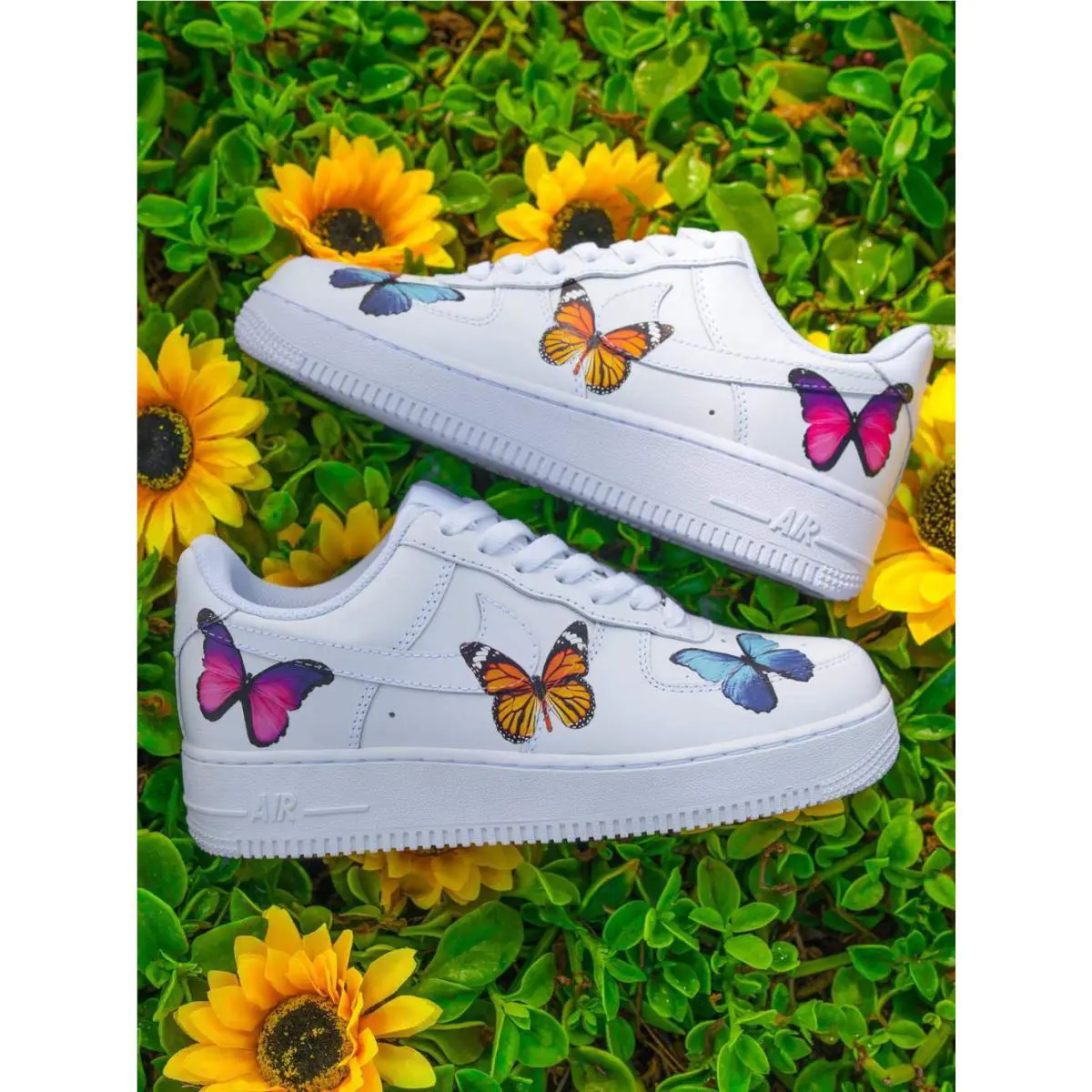 Nike Air Force 1 Custom Sneakers Pink Blue Orange Butterfly Shoes Kids Mens Womens