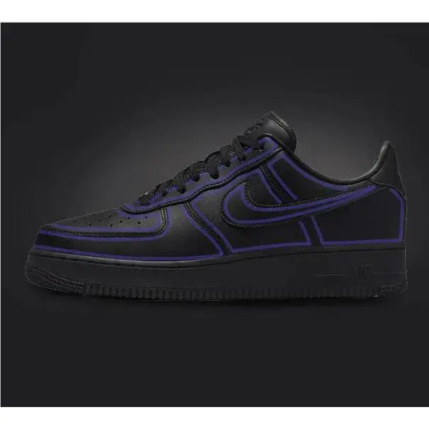 Custom Nike Air Force 1 Black Shoes `grape Purple Cartoon Outline` Mens Womens