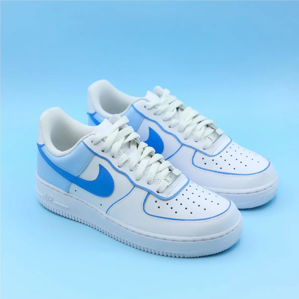Nike Air Force 1 Ice Sky Blue Outline White Shoes Custom Sneaker Mens Womens