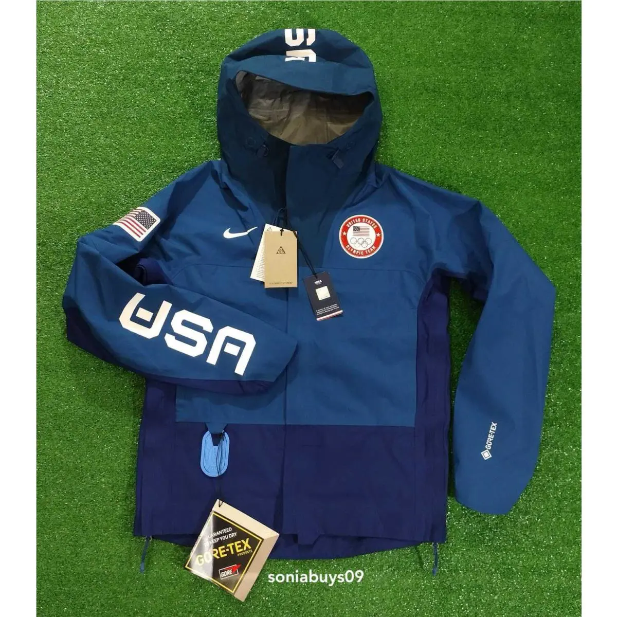 Nike Women`s Usa Olympic Team Gore-tex Jacket DD8852-492 Blue Sizes