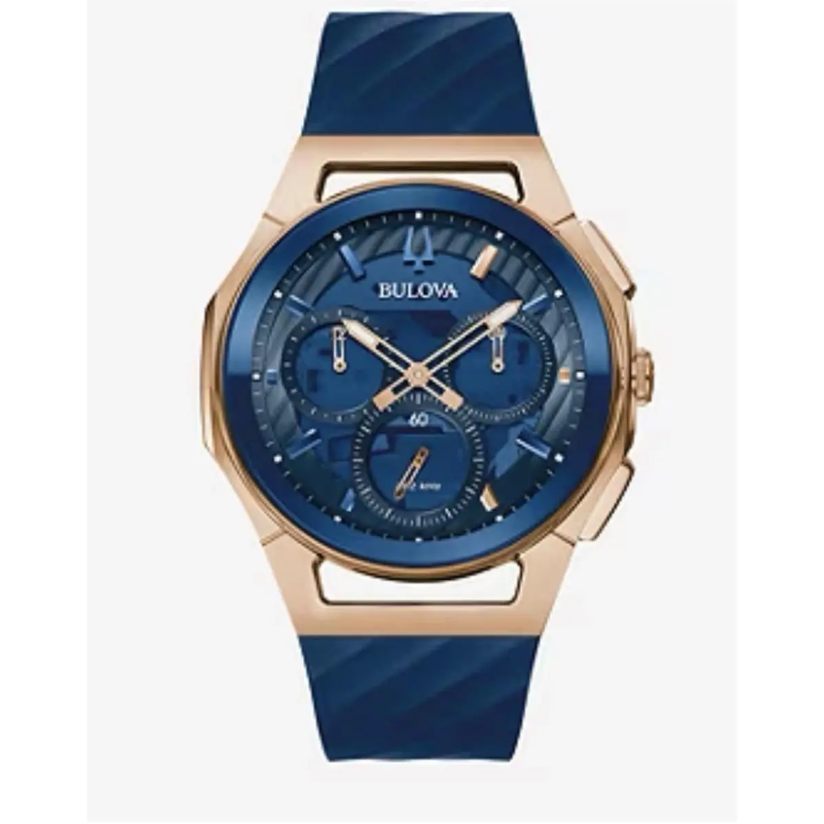 Bulova Marc Anthony Mens Blue Leather Strap Watch 97a185