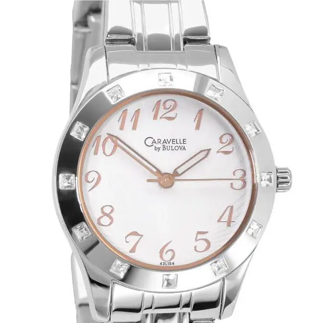 Caravelle by Bulova 43L154 Women`s Clear Stone Round Analog Watch
