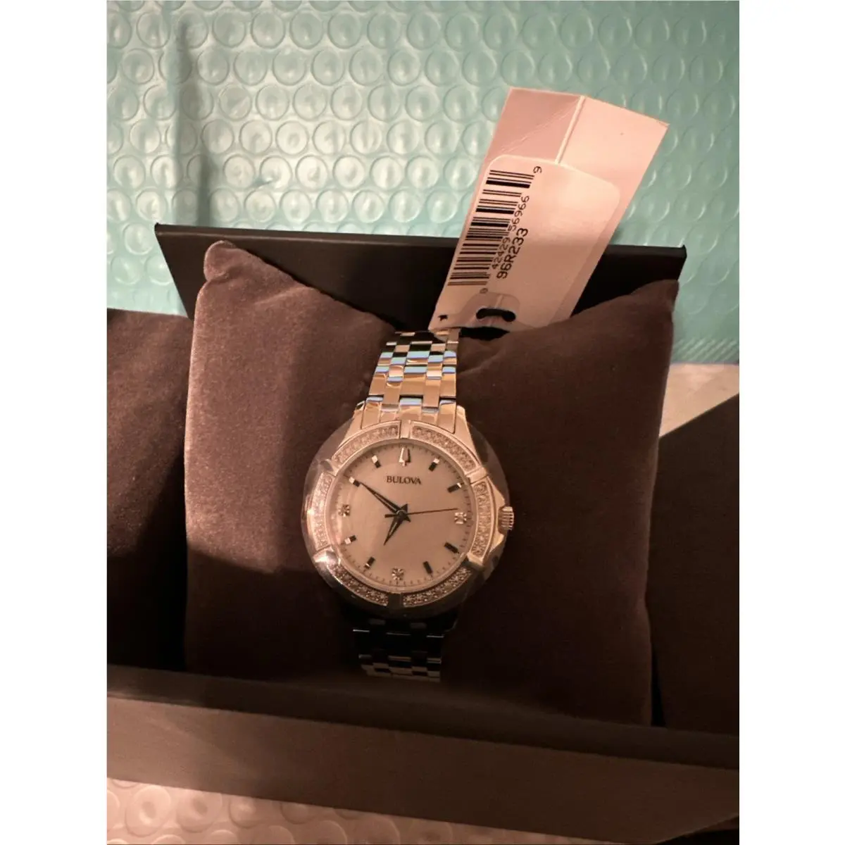 Bulova Classic Stainless Steel Diamond Ladies Watch 96R233 - Dial: White, Band: Silver, Bezel: Silver