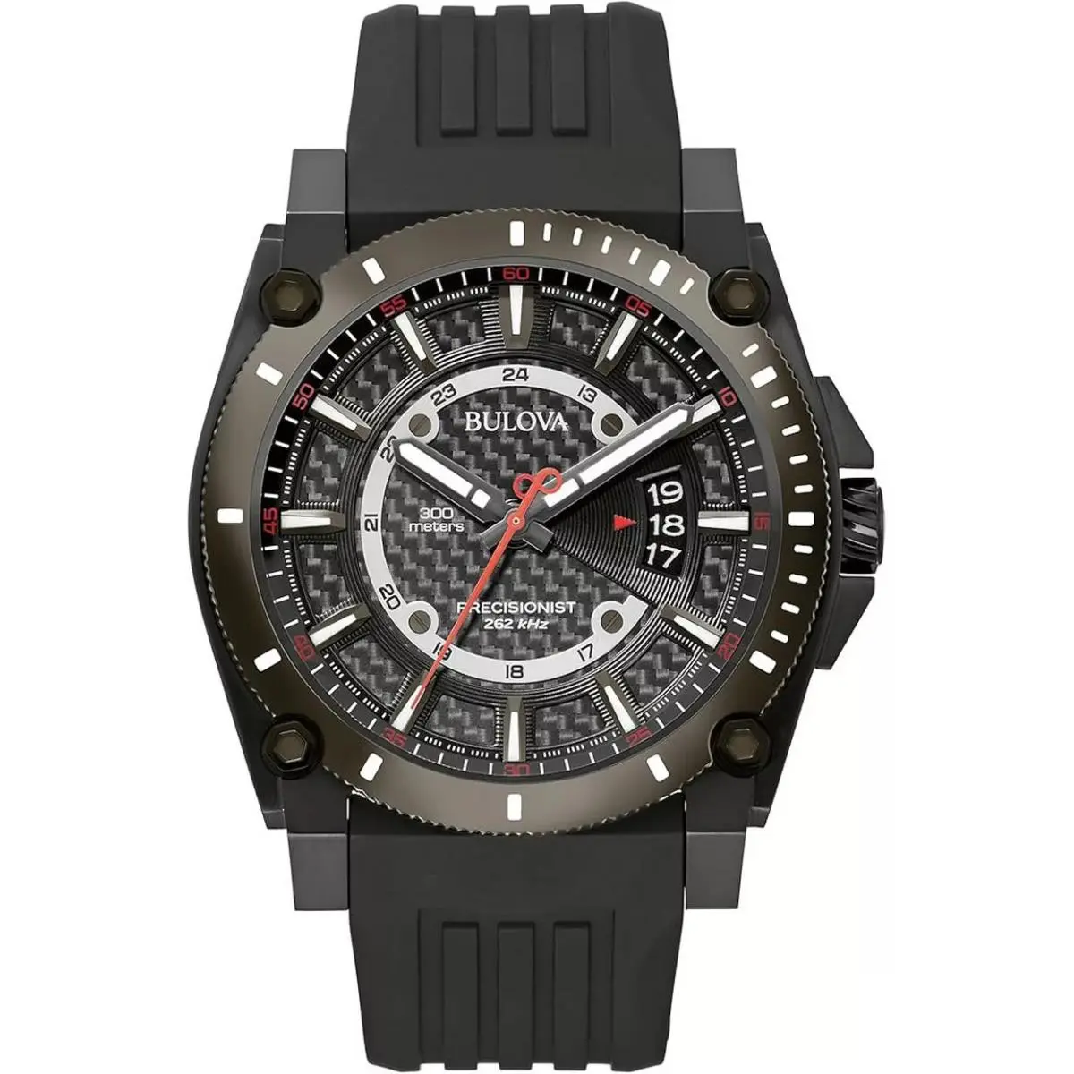 Bulova Precisionist 98B417 Icon Black Dial Men`s Watch Date Indicator